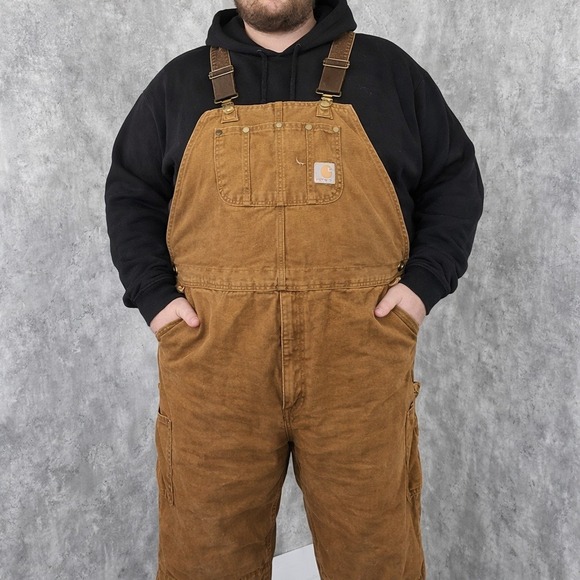 Carhartt R27 BRN Insulated Duck Bib Overalls Brown Workwear 48x32